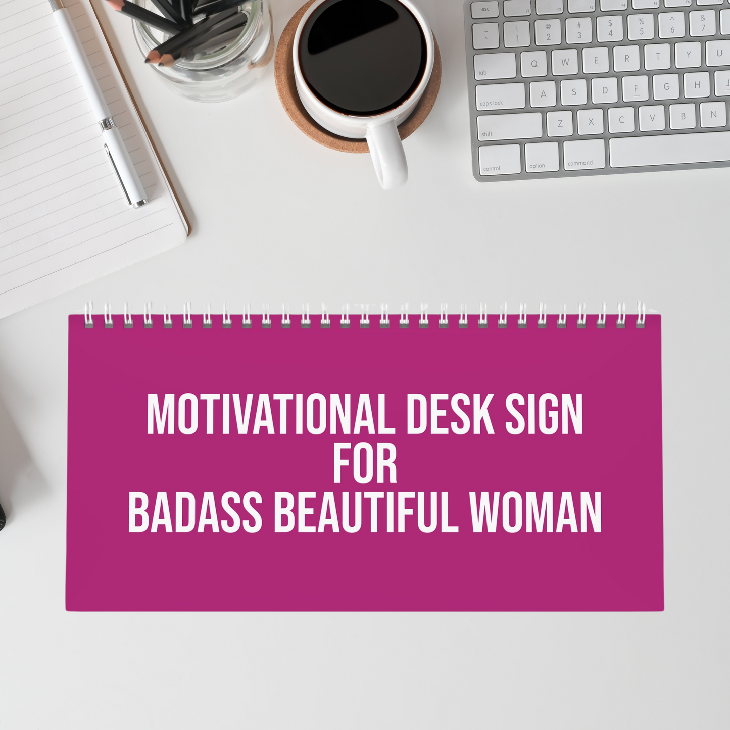 Motivational Desk Sign For Badass Beautiful Woman Pink AU