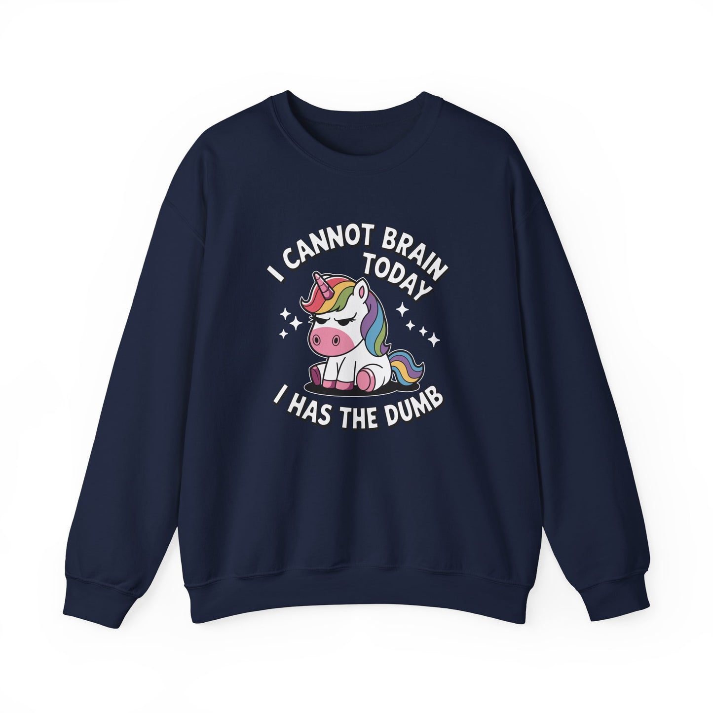 Cannot Brain Today Unicorn sweatshirt navy