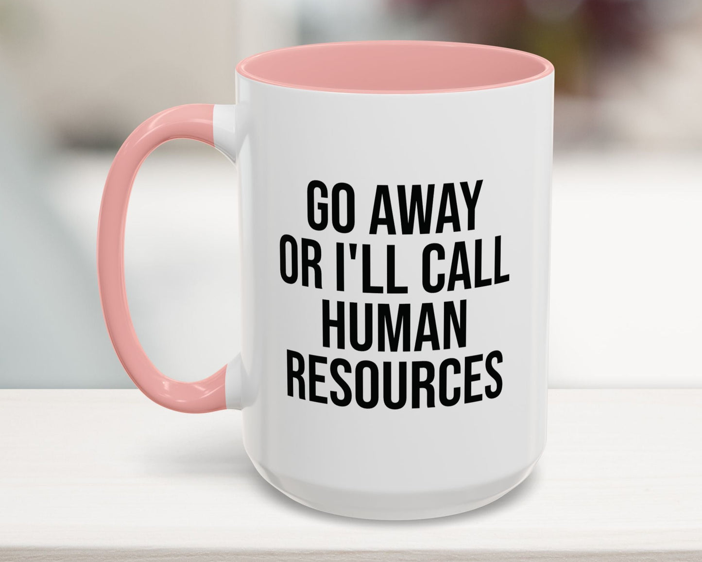 Pink 15oz work bestie coffee mug – humorous and sarcastic office gag gift