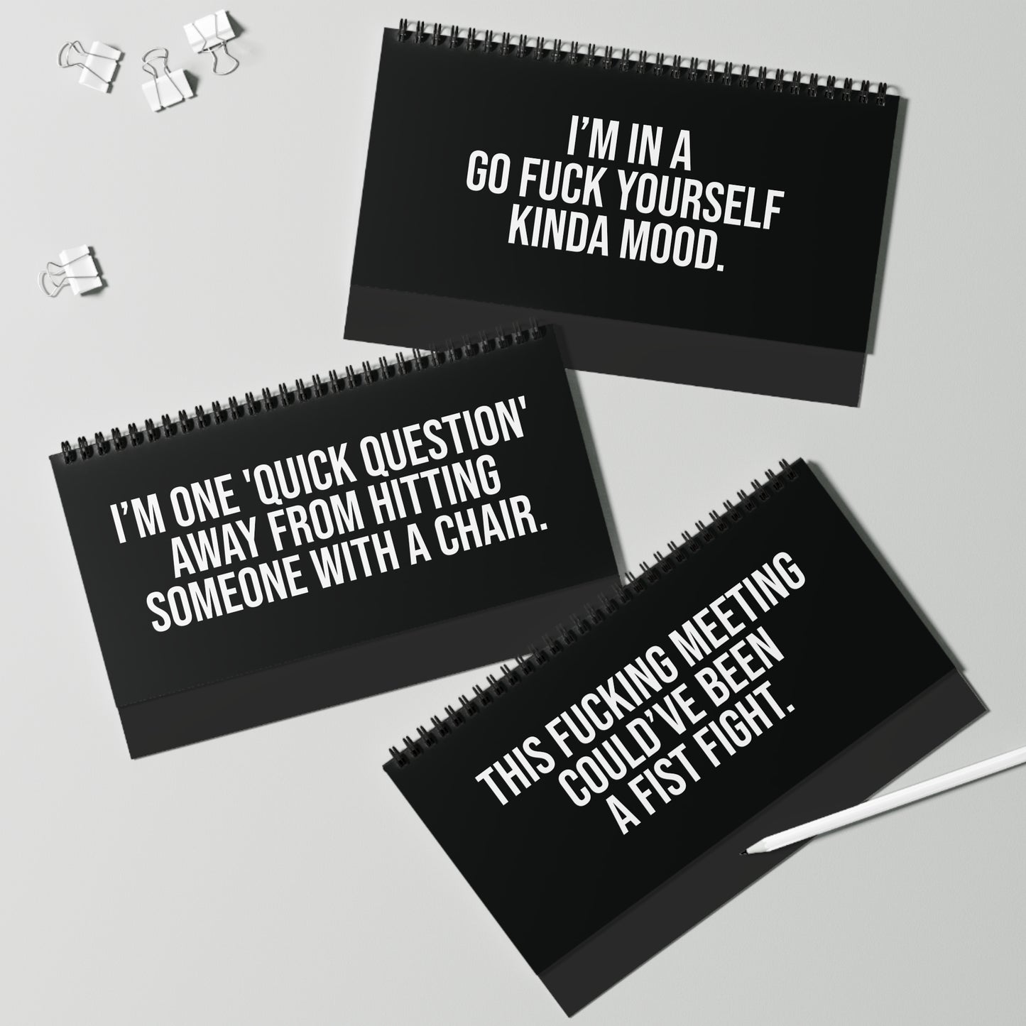 q1 close-up of desk flip sign – “Zero Filter Work Moods” series