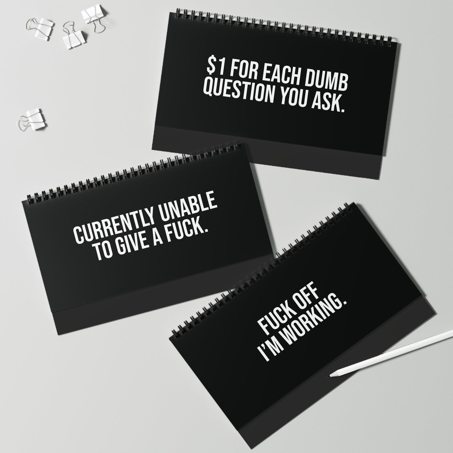 q2 close-up of desk flip sign – “Zero Filter Work Moods” series