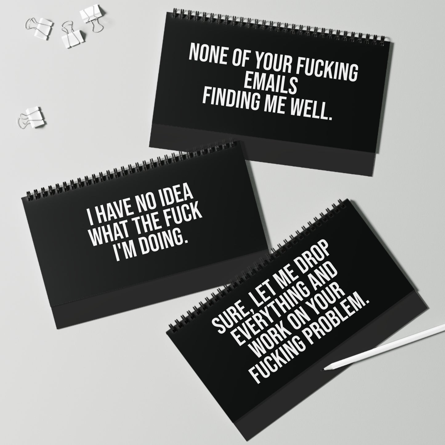 q3 close-up of desk flip sign – “Zero Filter Work Moods” series