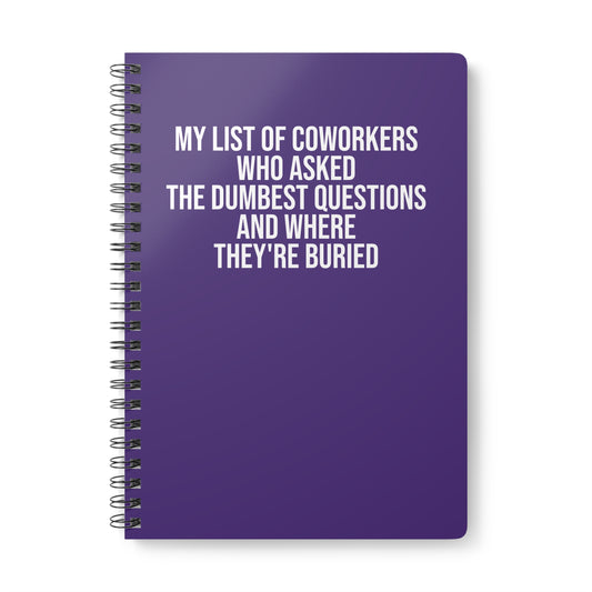 Purple wirobound notebook with office humor for coworkers