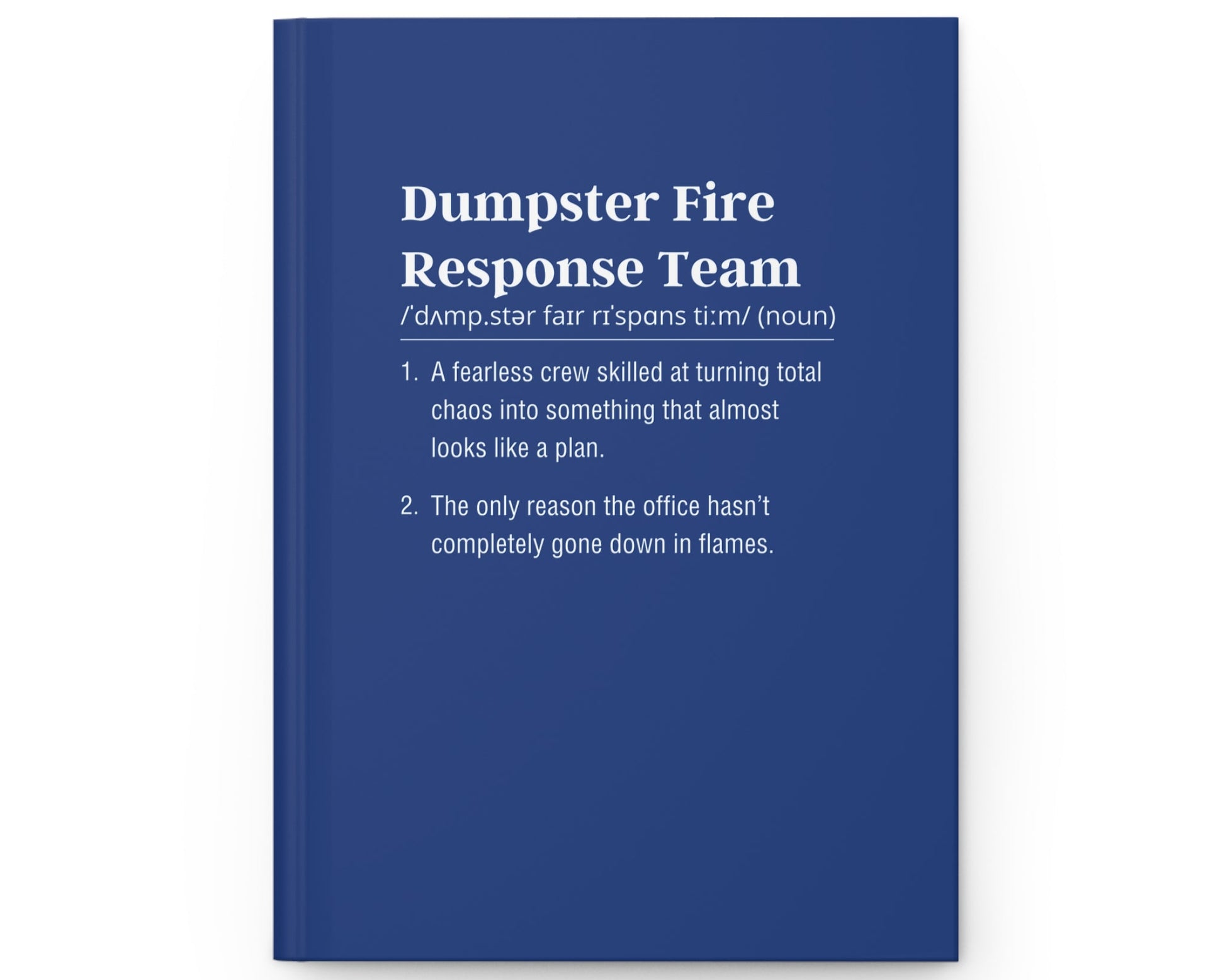 Blue book with text on a white background