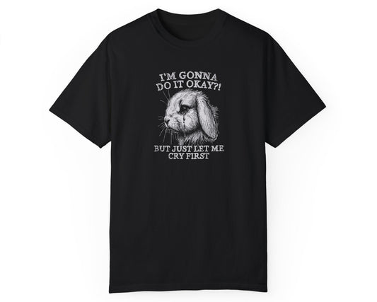 Funny office meme T-shirt in black – sarcastic work burnout tee for employees