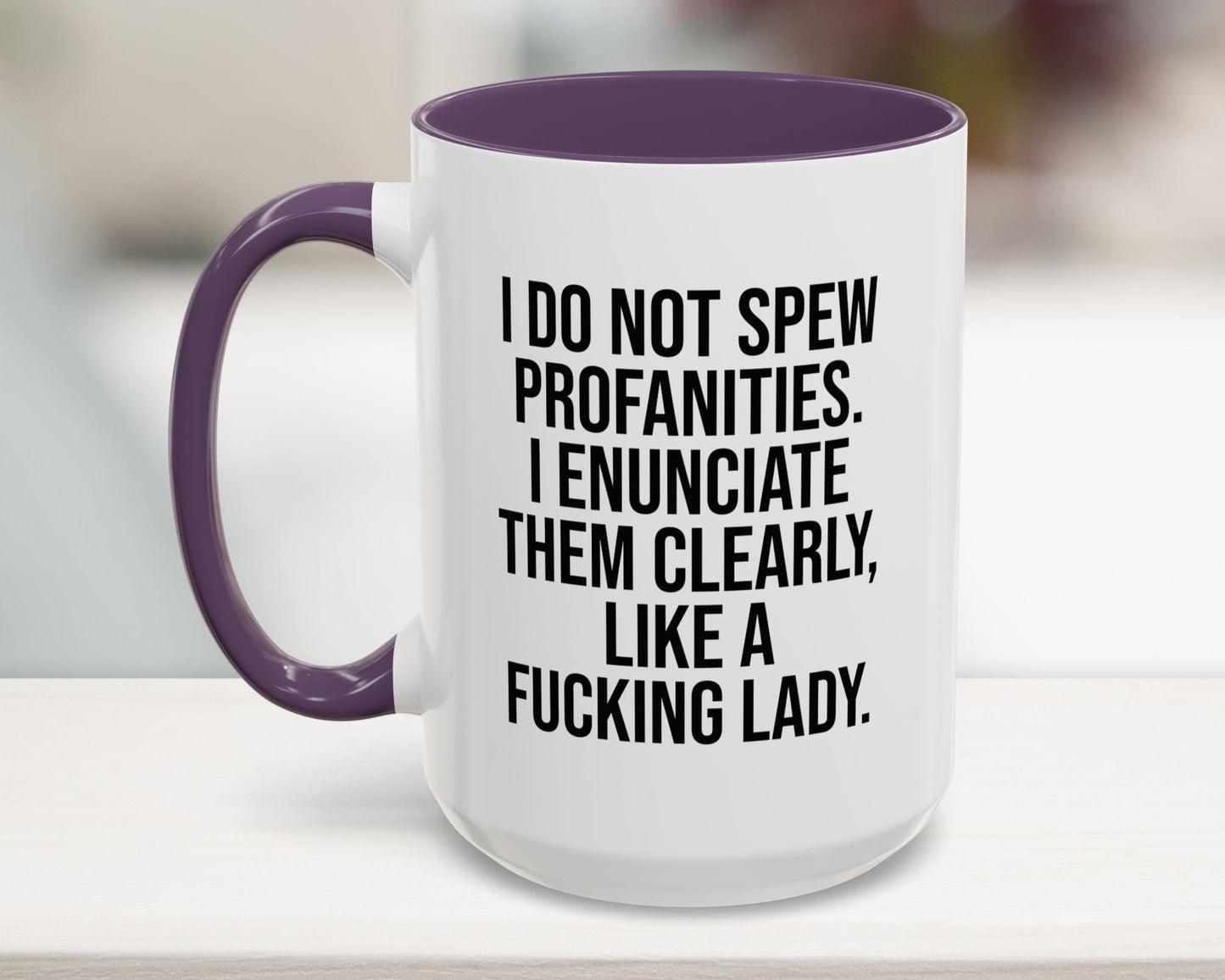 Purple 15oz funny mug for work with a witty sarcastic message for boss ladies