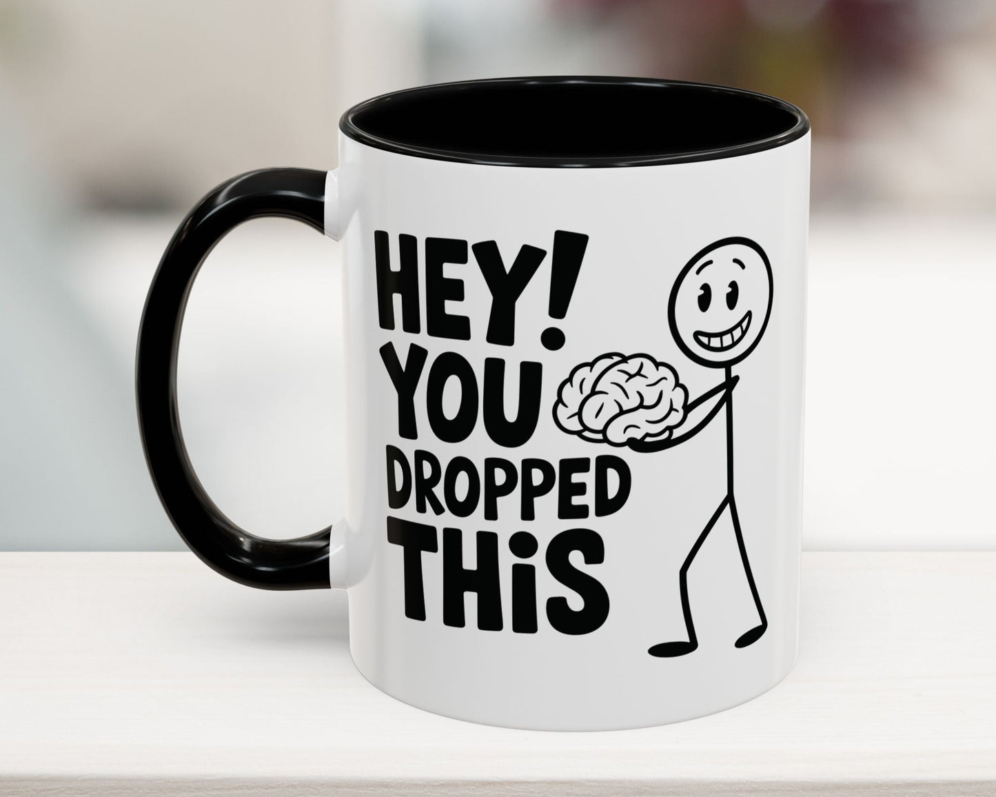Hey! You Dropped This Sarcastic Office Coffee Mug (11oz) – Funny Workplace Gift in Black – UK Edition