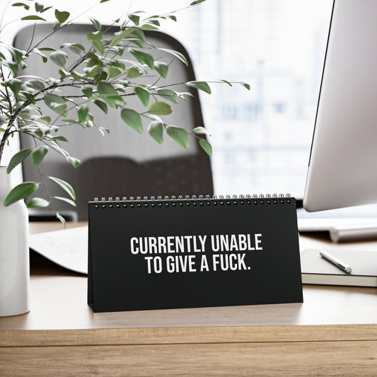 Humorous flip sign with coffee mug – work-from-home life