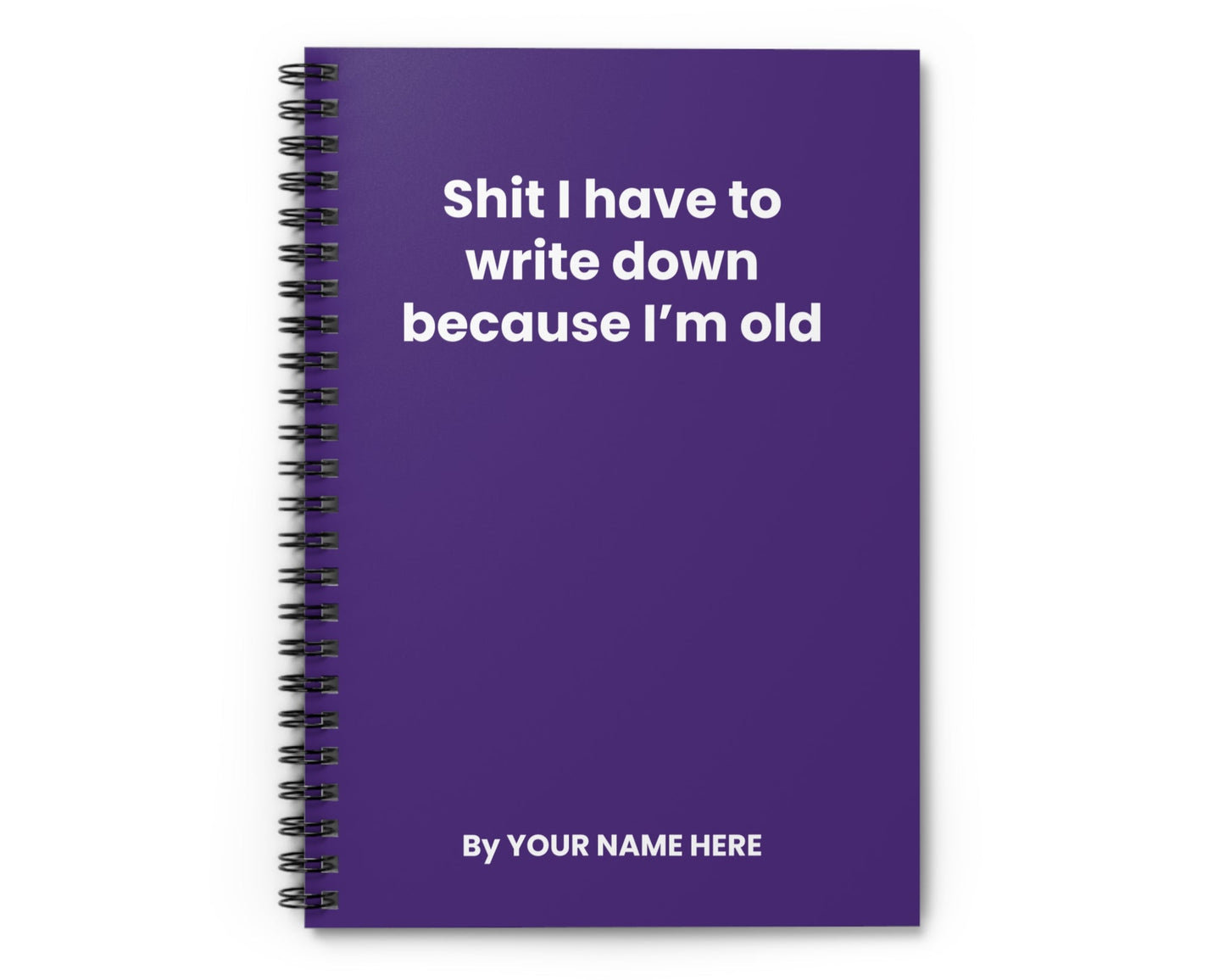 Purple spiral-bound funny notebook with profanity – great work humor gift