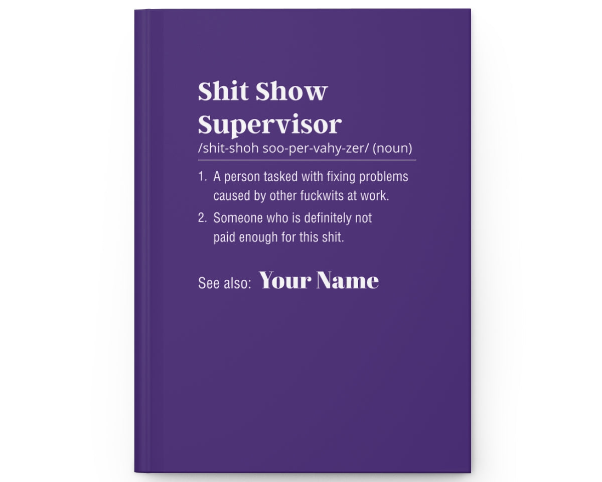 Purple book with text definition on a white background