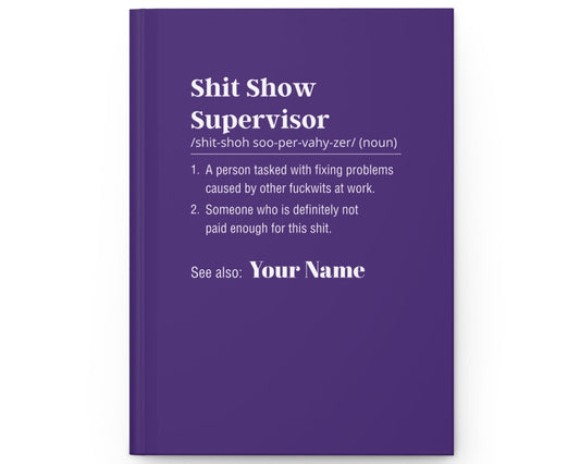 Purple book with text definition on a white background