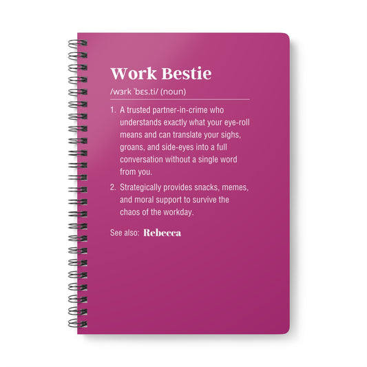 Personalized Work Bestie Funny Definition Softcover Notebook, A5