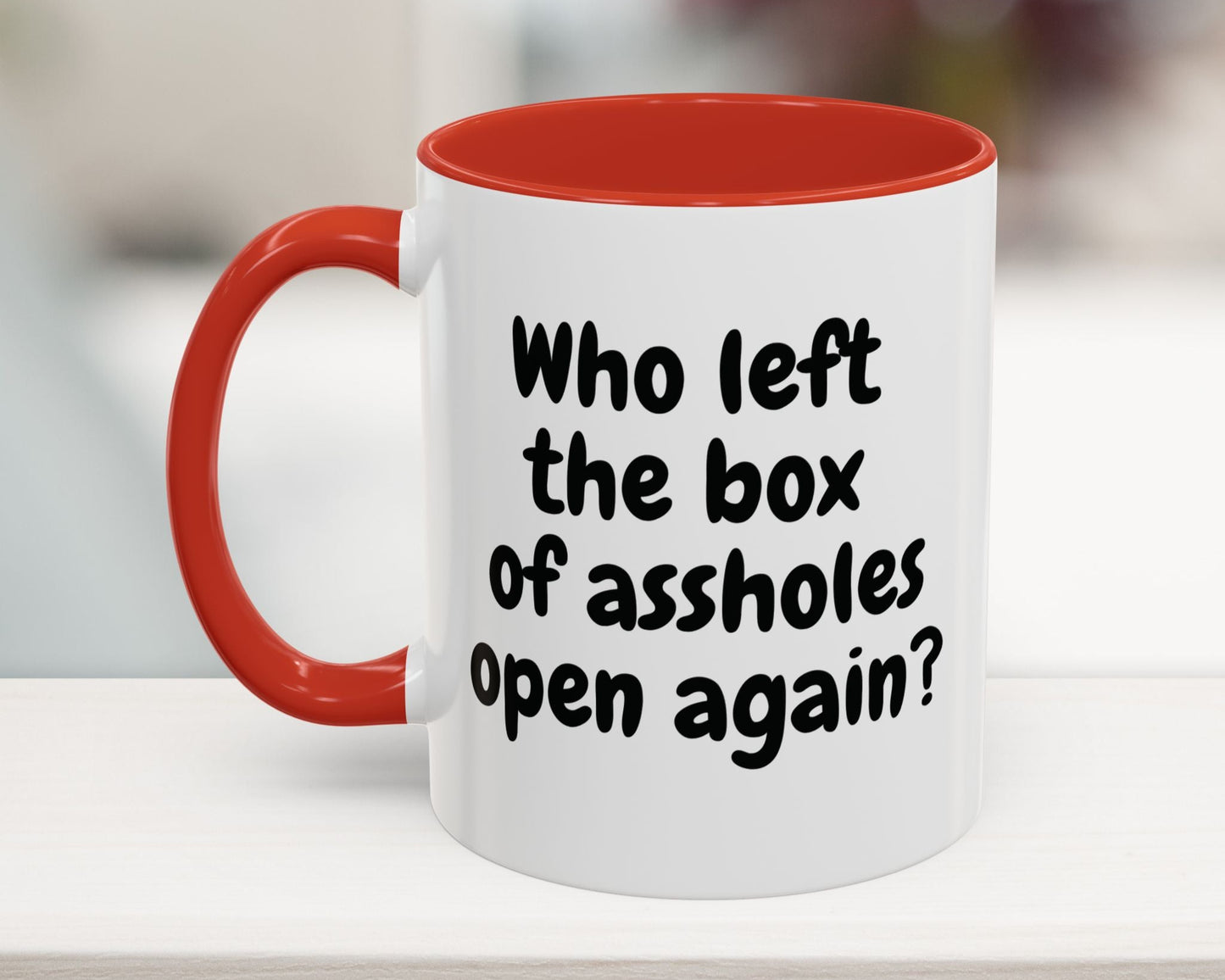 red mug with bold sarcastic quote for work