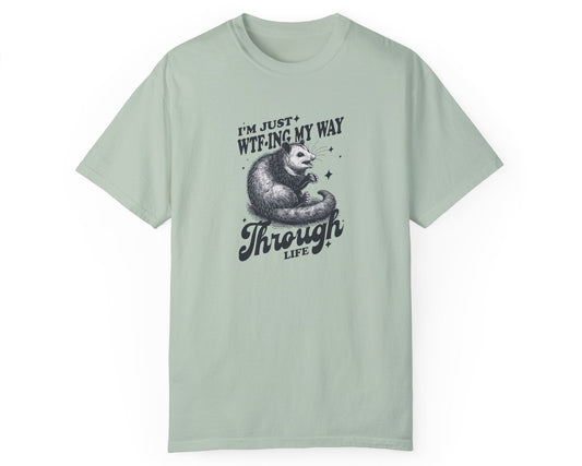 Funny work humor possum T-shirt in bay – corporate sarcasm casual Friday tee