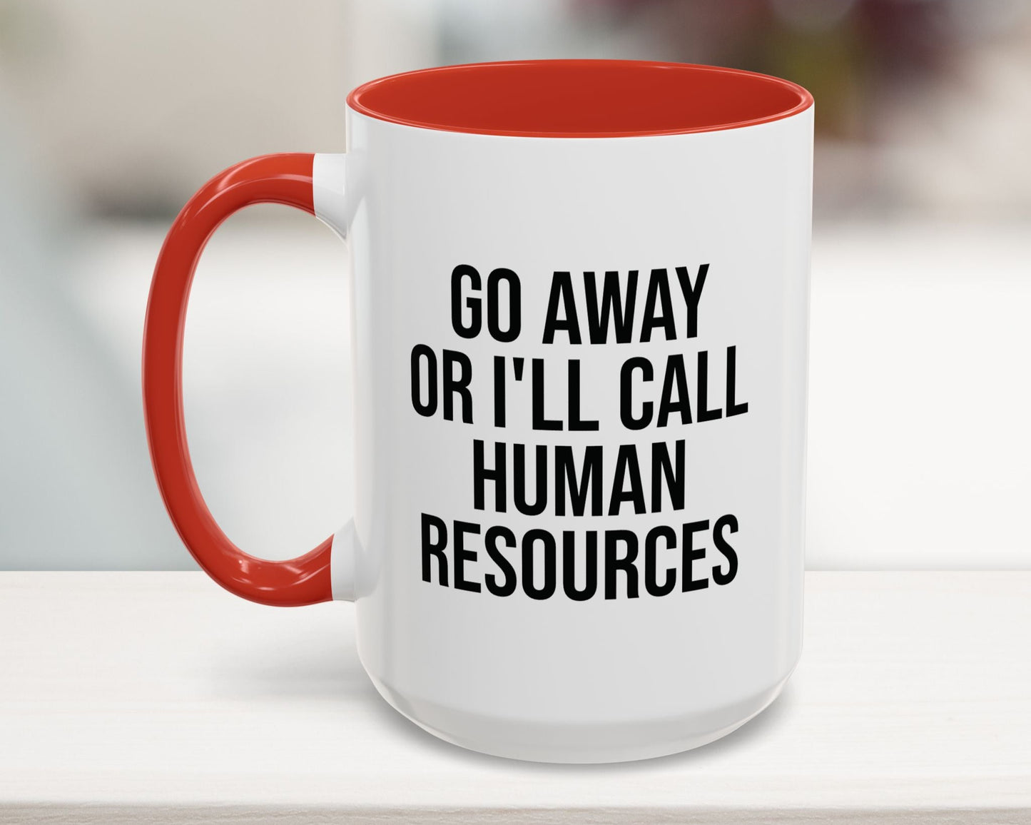 Red 15oz corporate office humor mug – a funny and bold coffee cup for workspaces
