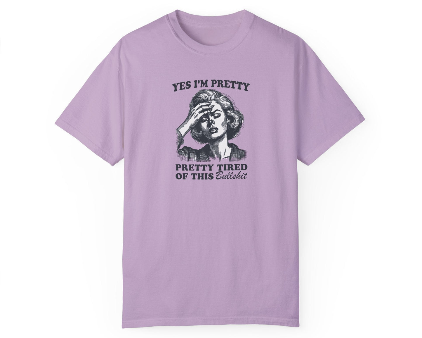 Hilarious office stress relief tee in orchid β sarcastic casual Friday outfit