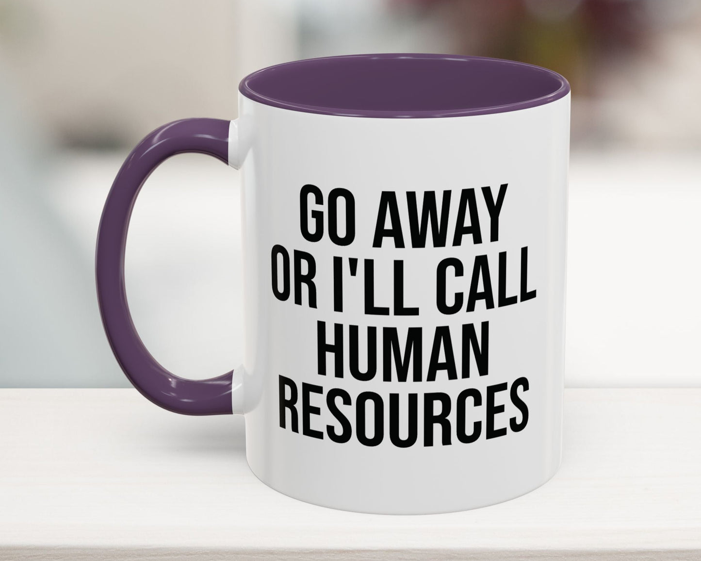 Purple 11oz snarky coffee cup with bold white text – funny office humor gift for employees