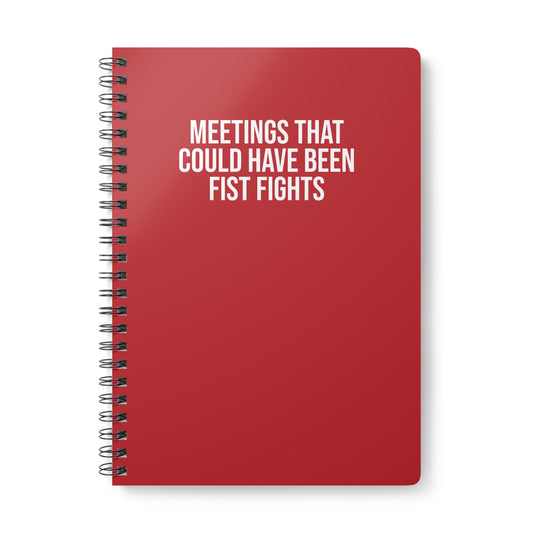 Dark red A5 spiral notebook with funny office quote