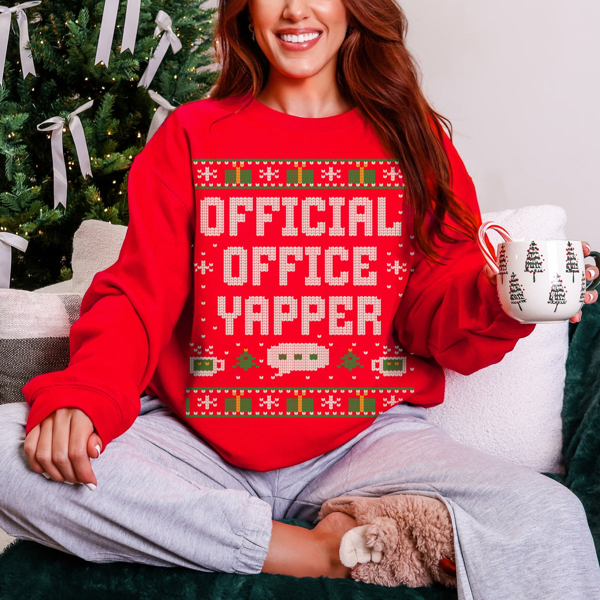 Official Office Yapper Unisex Ugly Christmas Sweatshirt