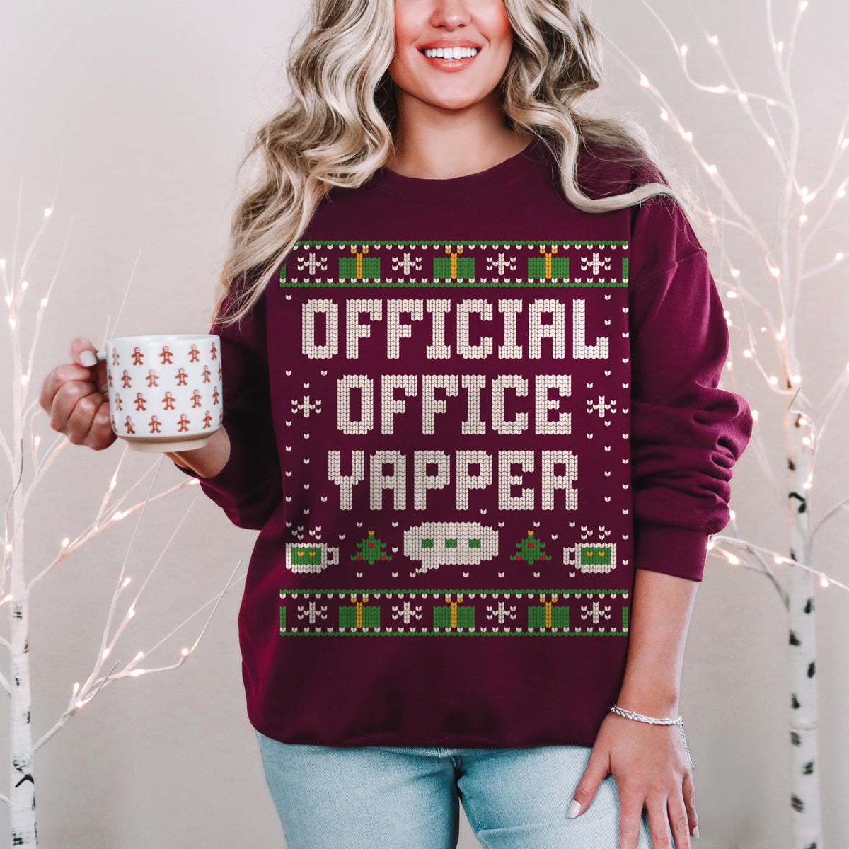Official Office Yapper Unisex Ugly Christmas Sweatshirt