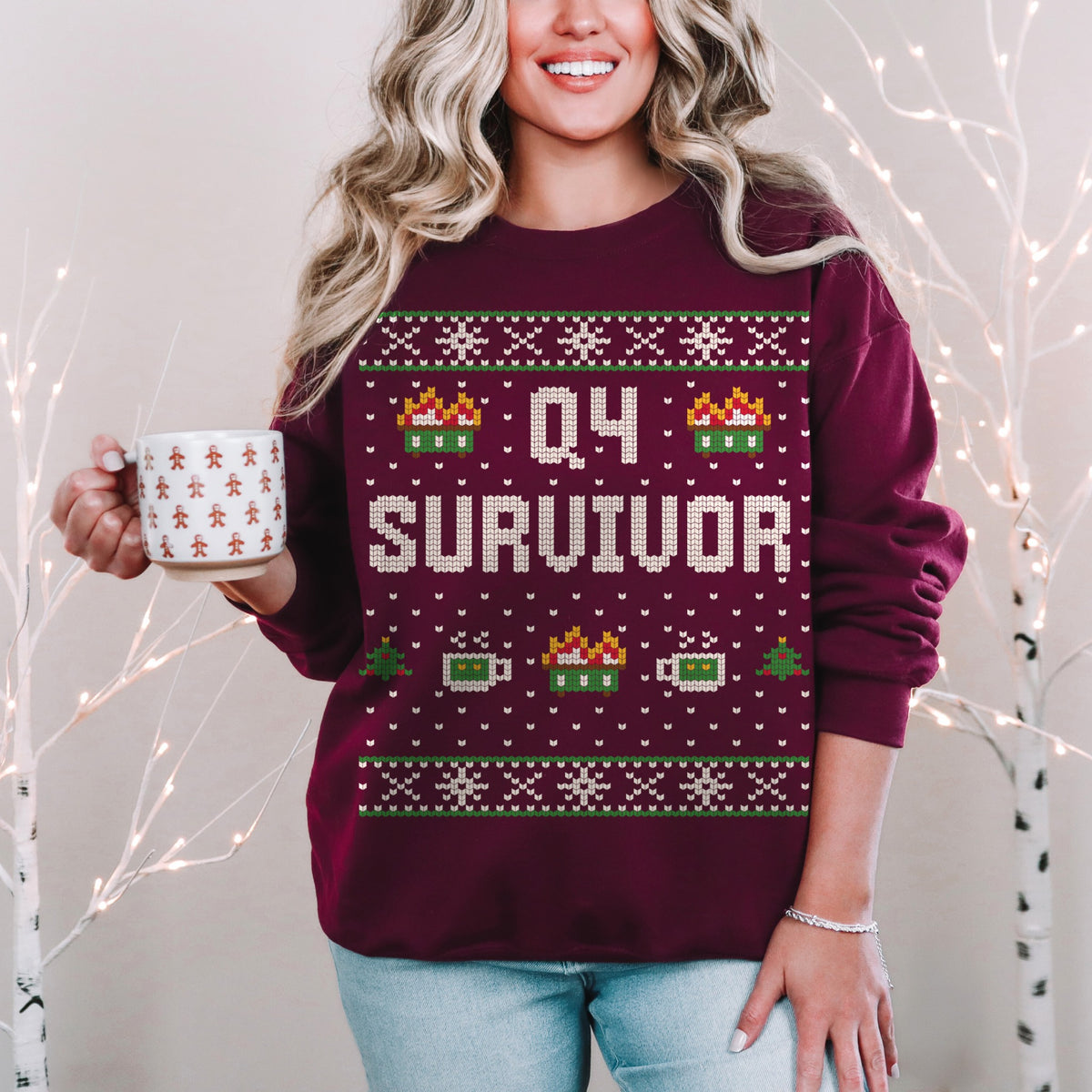 Q4 Survivor Funny Unisex Ugly Christmas Sweatshirt