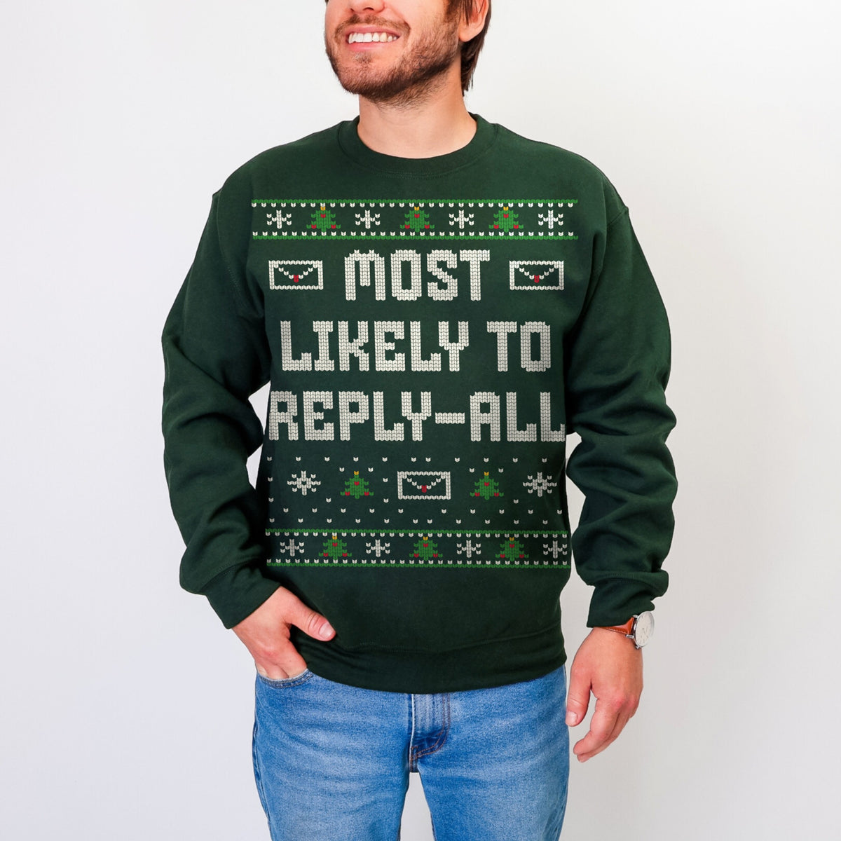 Most Likely To Reply-All Unisex Ugly Christmas Sweater