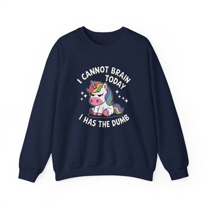 Unicorn Cannot Brain Today Sweatshirt navy