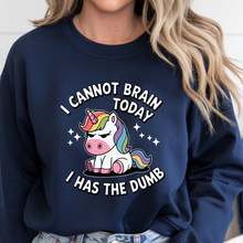 Unicorn Cannot Brain Today Sweatshirt navy