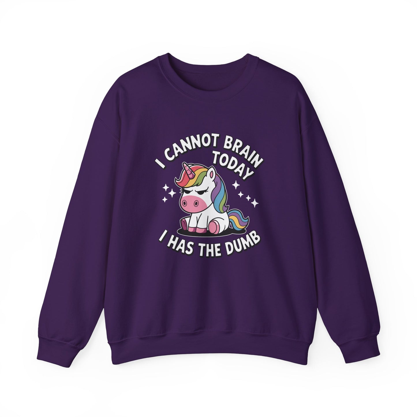 Unicorn Cannot Brain Today Sweatshirt purple