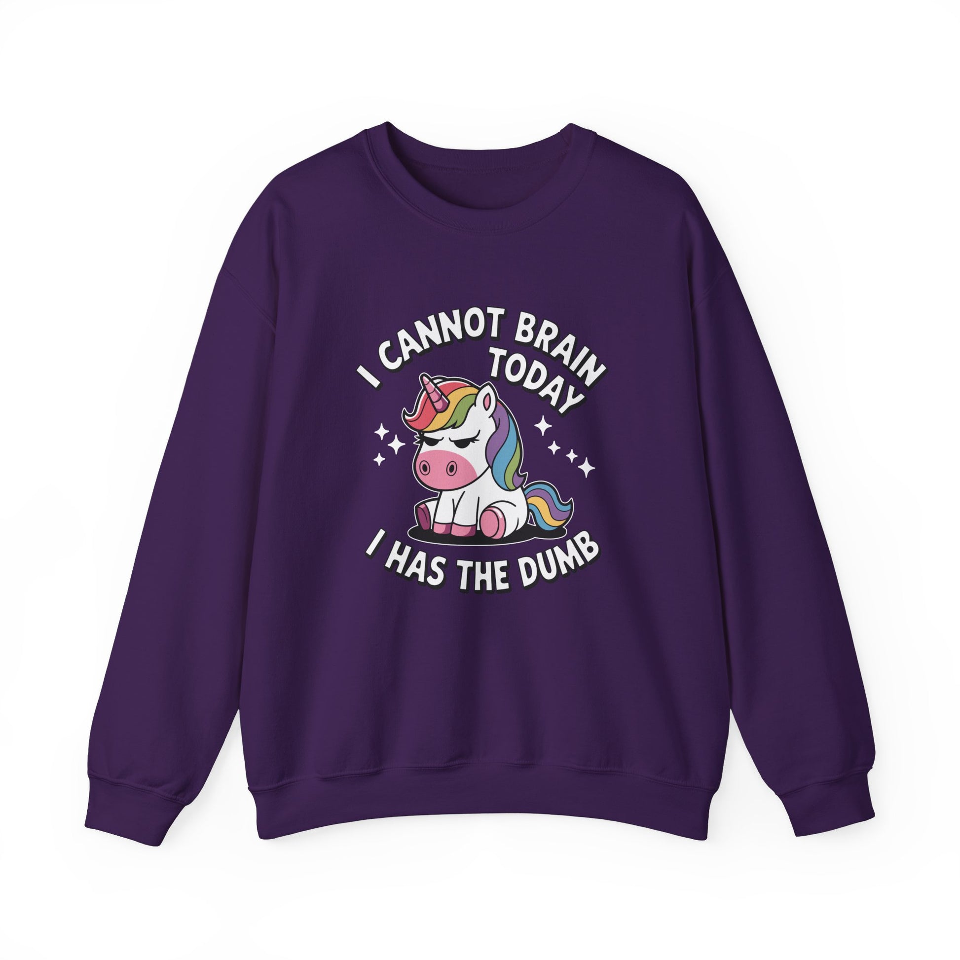 Unicorn Cannot Brain Today Sweatshirt purple