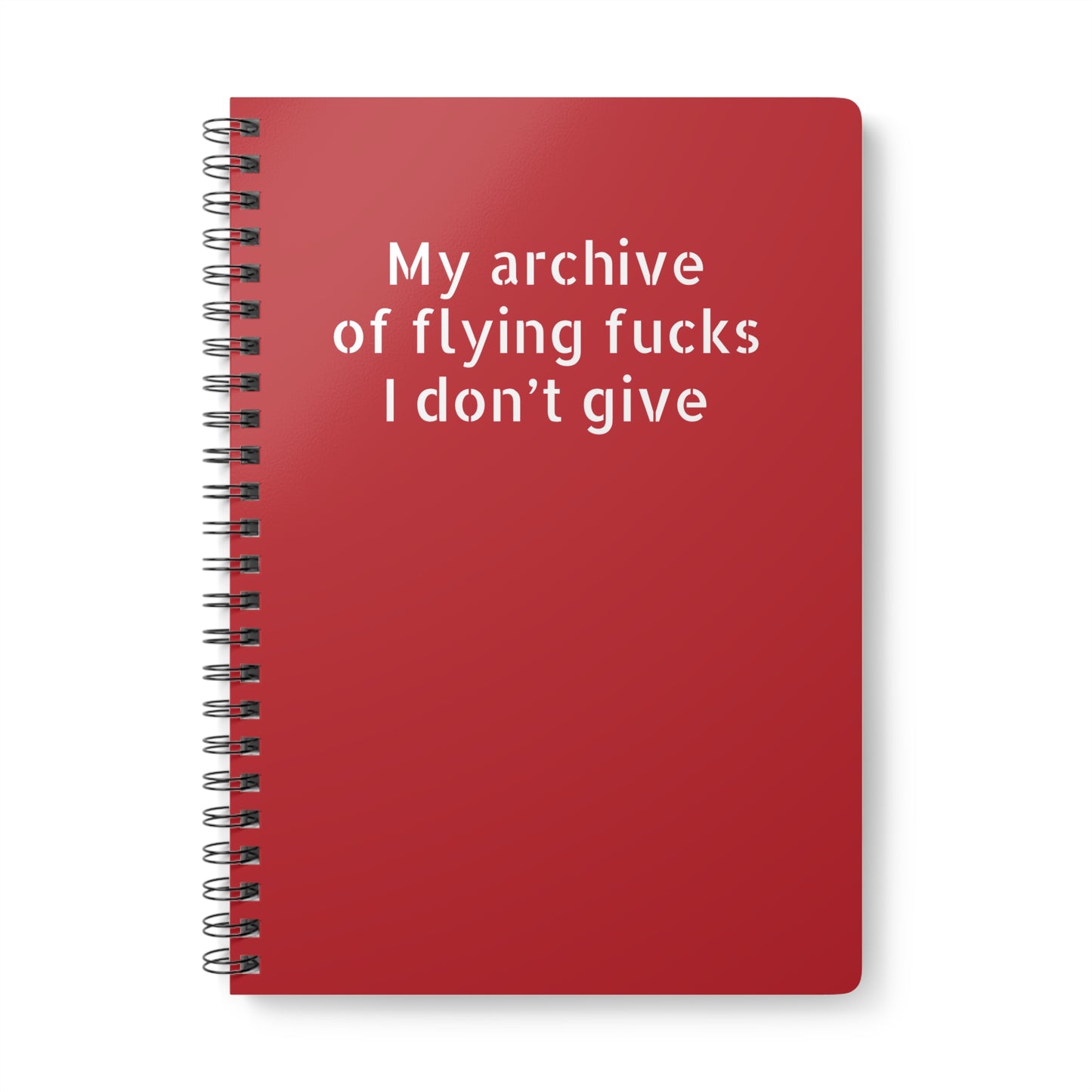 A5 wirobound softcover notebook with 'My Archive of Flying F*cks I Don’t Give' cover Dar Red