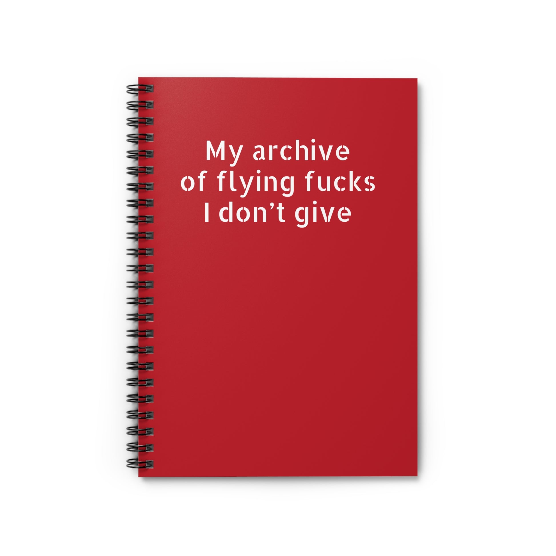 Dark red ruled-line corporate sarcasm notebook for workplace stress relief