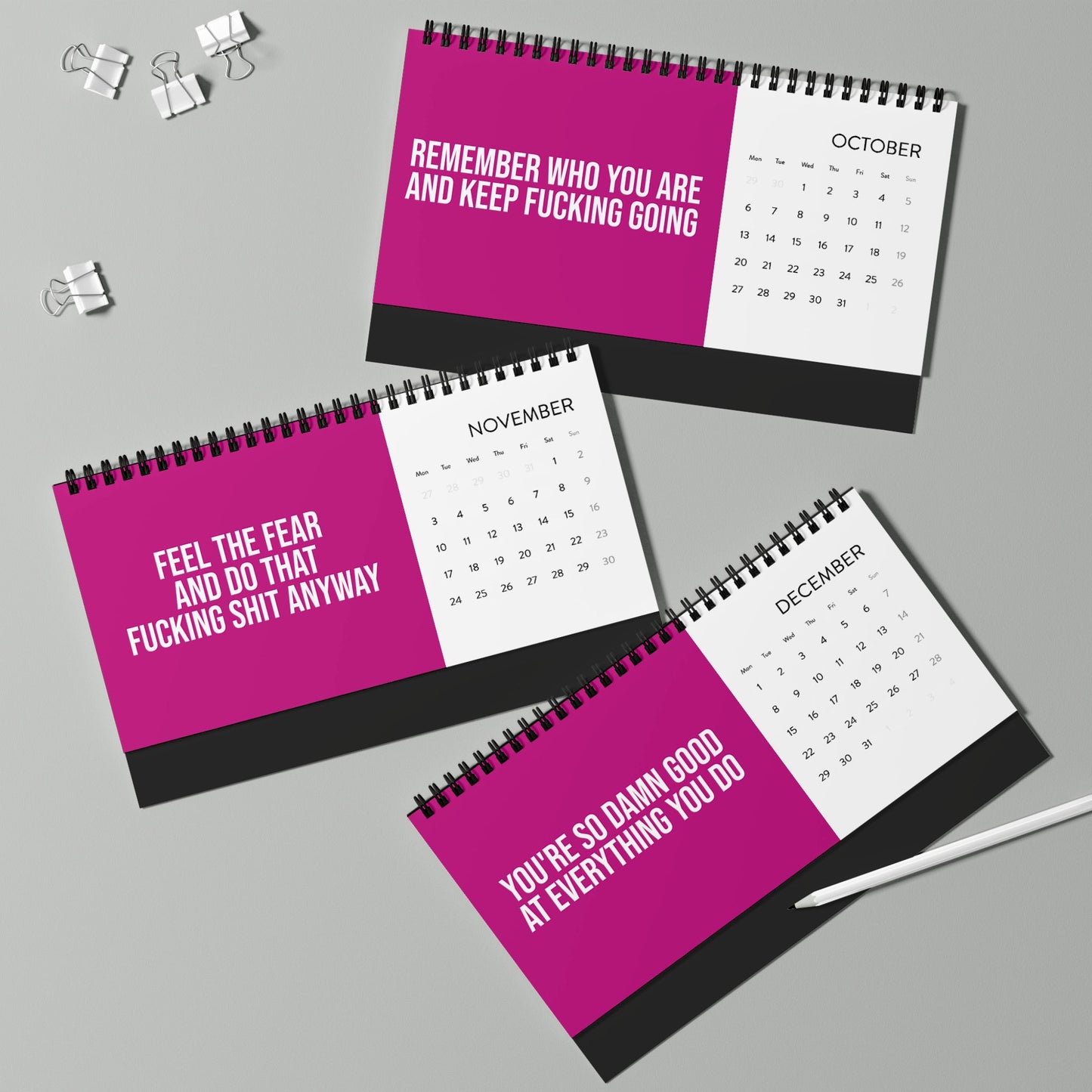 Badass Woman 2025 Desk Calendar, Pink Q4