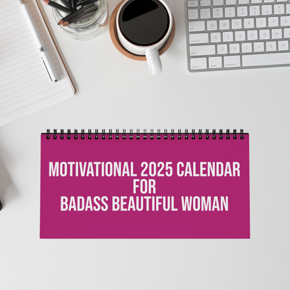 Funny motivational pink desk calendar for badass women entrepreneurs