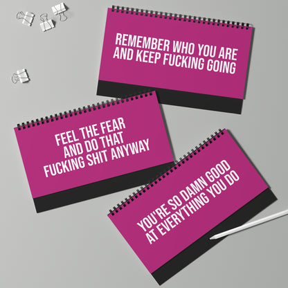 Motivational pink desk sign for badass women entrepreneurs Q4