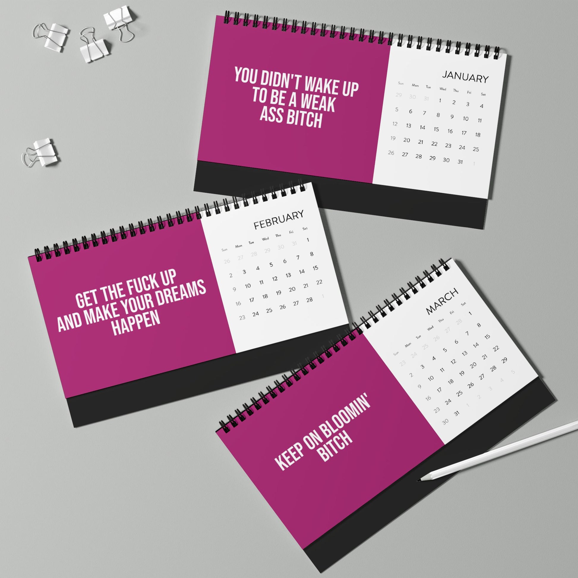 Funny sweary desk calendar for women in corporate life and business