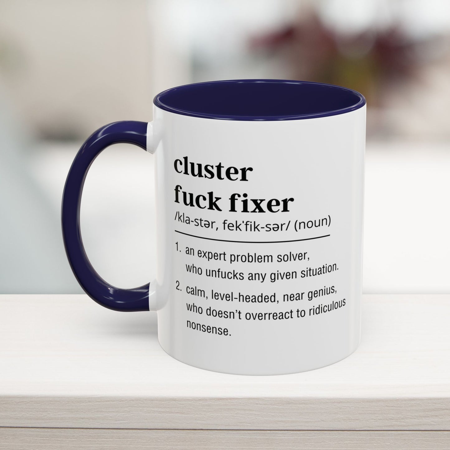 Snarky corporate work mug in navy – perfect for workplace warriors and coworkers