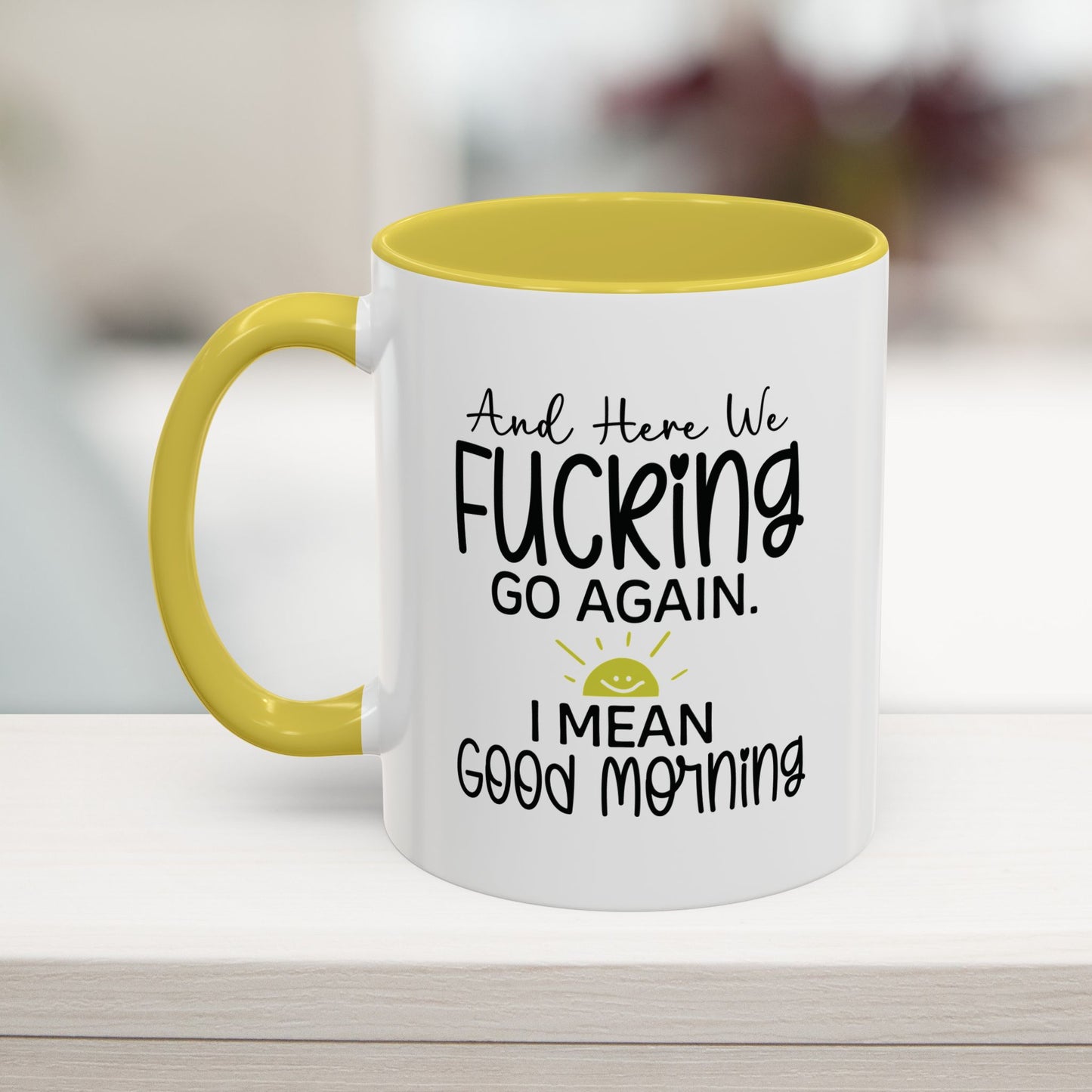 Yellow 11oz funny work mug – start your day with sarcasm and coffee