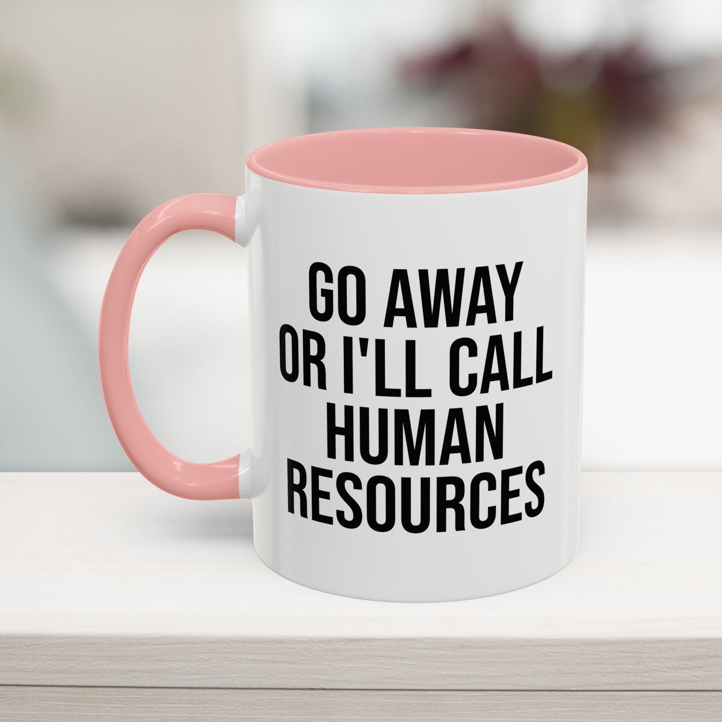 Pink 11oz sarcastic HR coffee mug – relatable and hilarious work humor gift