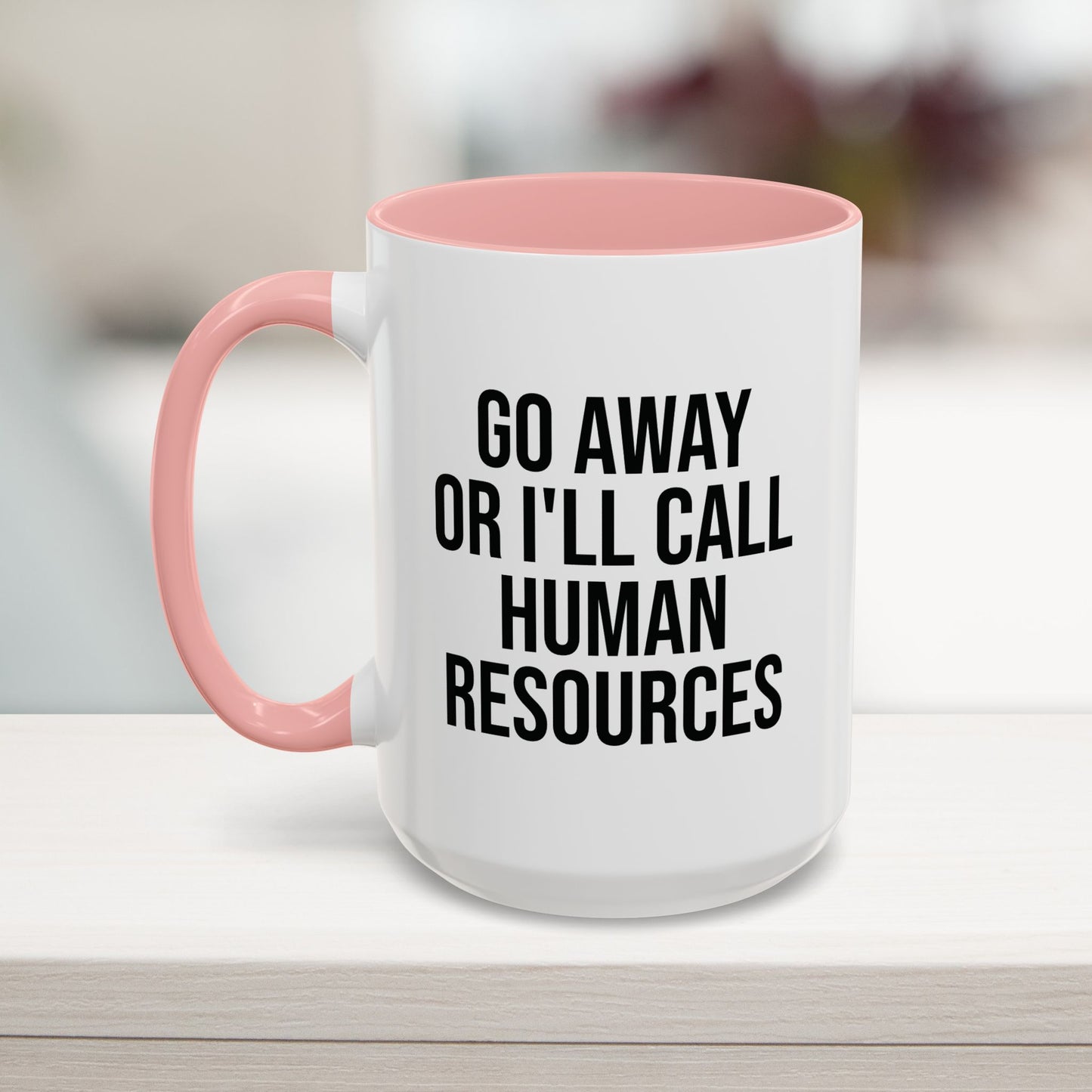 Pink 15oz work bestie coffee mug – humorous and sarcastic office gag gift