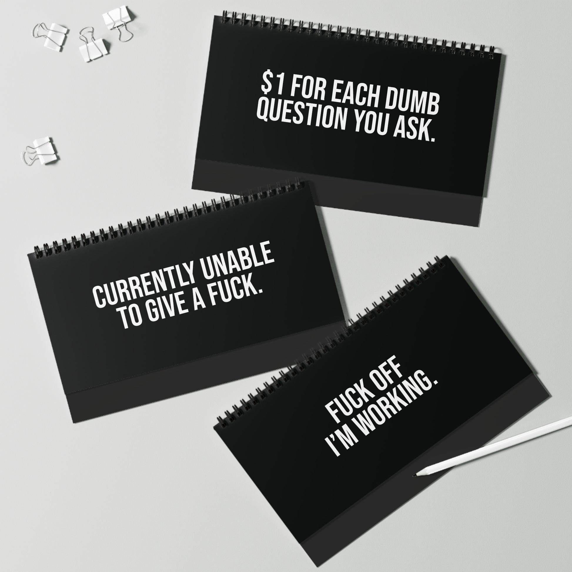 q2 close-up of desk flip sign – “Zero Filter Work Moods” series