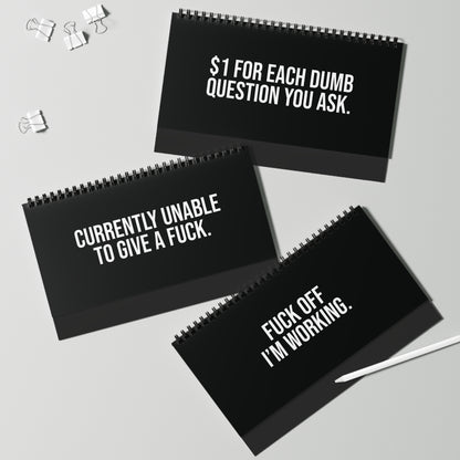 q2 close-up of desk flip sign – “Zero Filter Work Moods” series