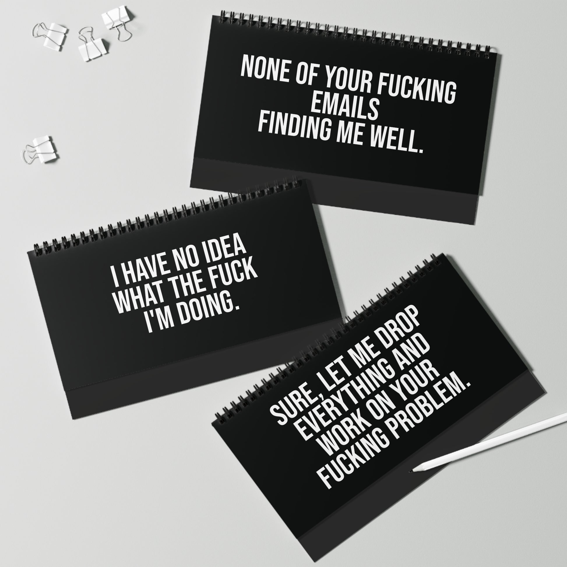 q3 close-up of desk flip sign – “Zero Filter Work Moods” series