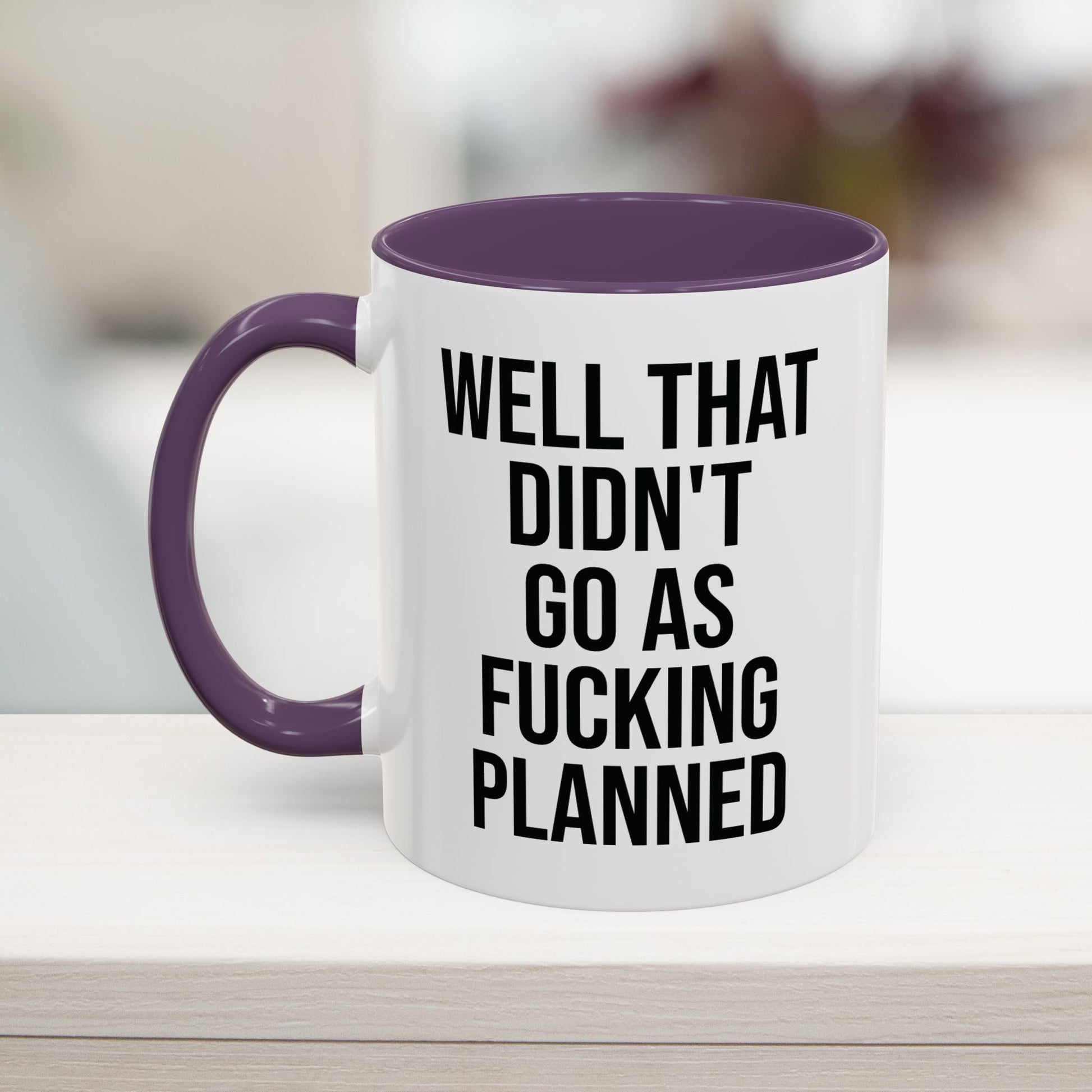 Didn't Go As Planned Funny Office Mug, 11oz, Purple