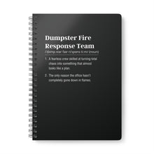 Black notebook with white text on a white background