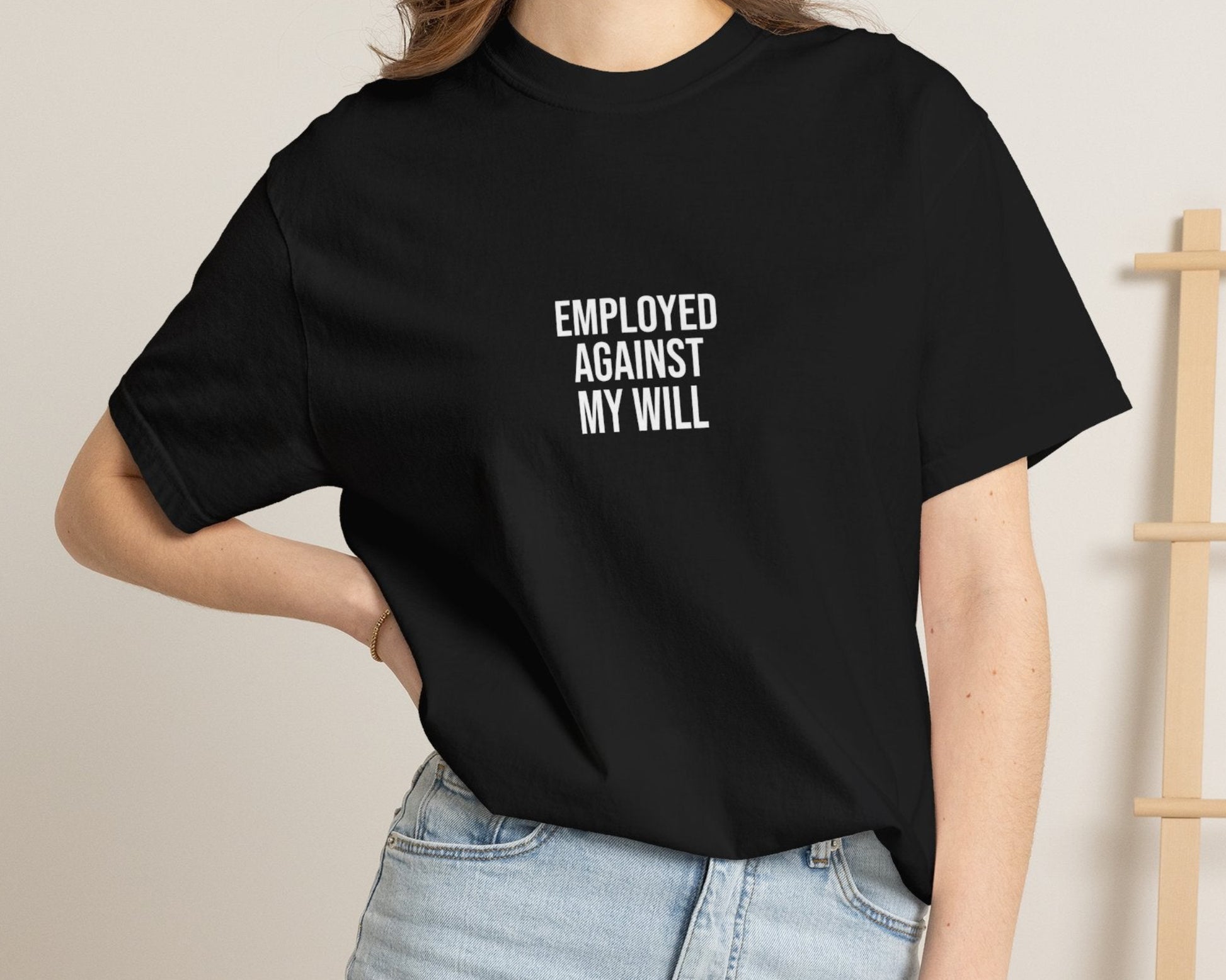 Person wearing a black t-shirt 