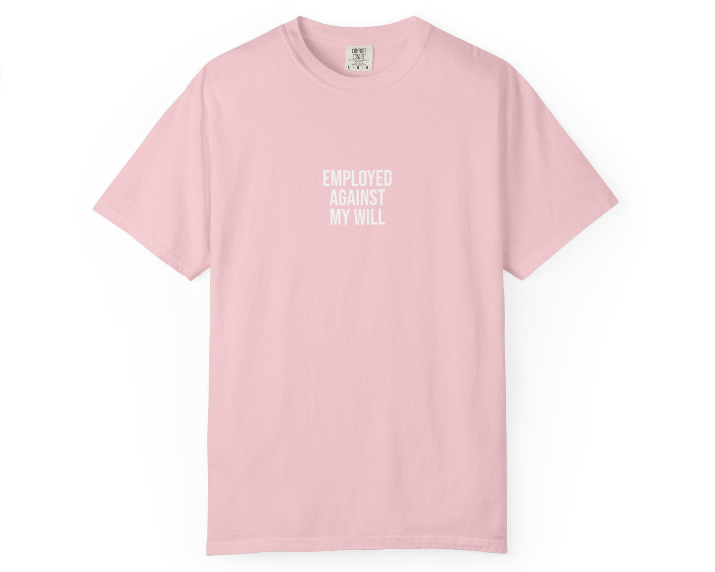 Pink t-shirt with a minimalist design on a white background