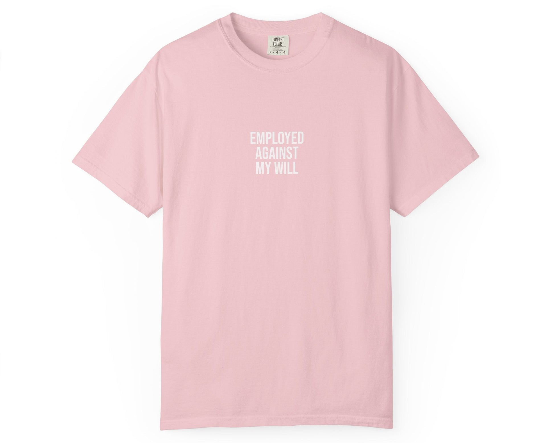Pink t-shirt with a minimalist design on a white background