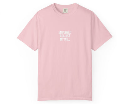 Pink t-shirt with a minimalist design on a white background
