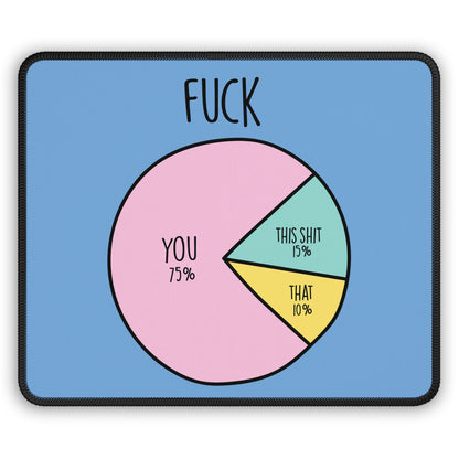 Pie chart design on a blue background with text